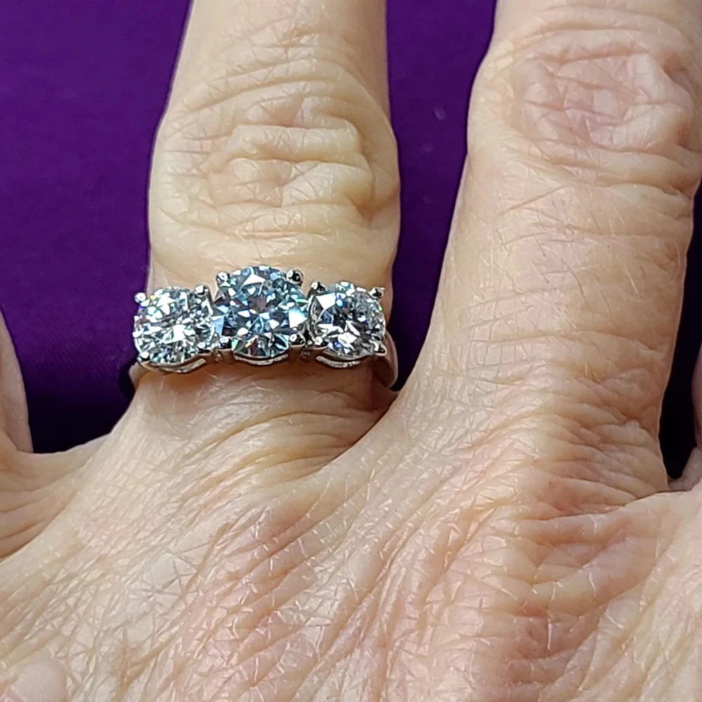 Moissanite 3 Stone 2.50 Carat Band Ring